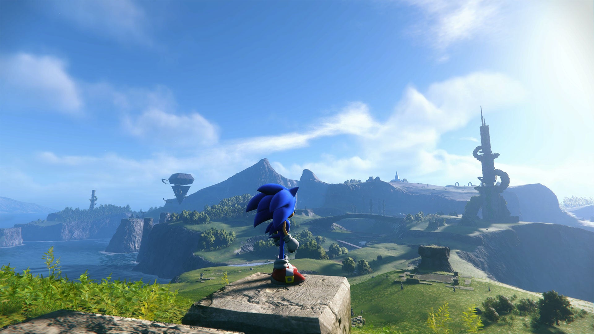 Sonic looking out over a valley